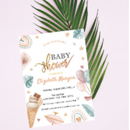 Aquarell Balloons Rainbow Ice Creme Baby Dusche Einladung