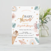 Aquarell Balloons Rainbow Ice Creme Baby Dusche Einladung (Stehend Vorderseite)
