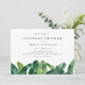 Aquarell Banana Palm Blätter Paare Dusche Einladung (Stehend Vorderseite)