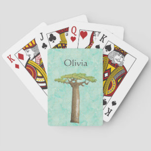 Aquarell-Baobab-Baum personalisiert Spielkarten
