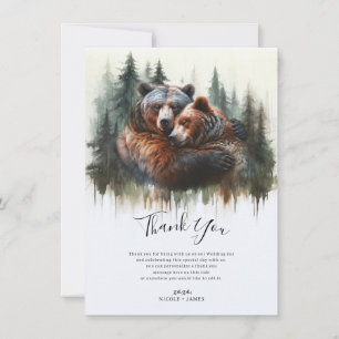 Aquarell-Bären Rustikale Wildnis Danke Einladung