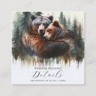 Aquarell-Bären Rustikale Wildnis-Details Quadratische Visitenkarte