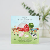 Aquarell Barnyard Animals Kinderdusche Einladung (Stehend Vorderseite)