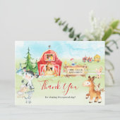 Aquarell Barnyard und Landtiere Vielen Dank Dankeskarte (Stehend Vorderseite)