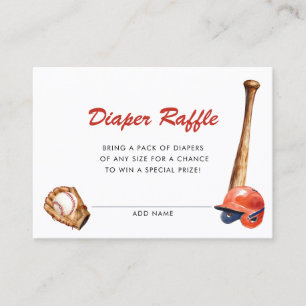 Aquarell-Baseball-Baby-Shower-Windel-Raffle Begleitkarte