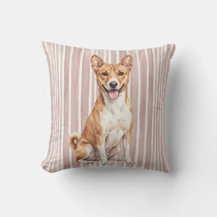 Aquarell Basenji-Hund-Dekokissen Kissen