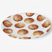 Aquarell-Basketball-Papierteller Pappteller (Schrägansicht)