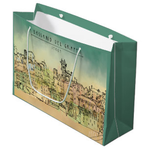 Aquarell Bassano del Grappas Italien Große Geschenktüte