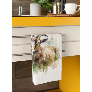 Aquarell-Bauernhaus-Ziege, individuell Geschirrtuch