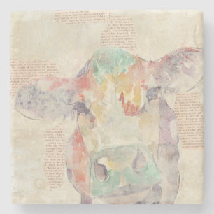 Aquarell-Bauernhof-Collagen-Kuh Steinuntersetzer