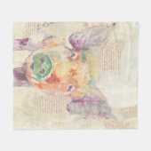 Aquarell-Bauernhof-Collagen-Schwein Fleecedecke (Vorderseite (Horizontal))