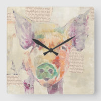 Aquarell-Bauernhof-Collagen-Schwein