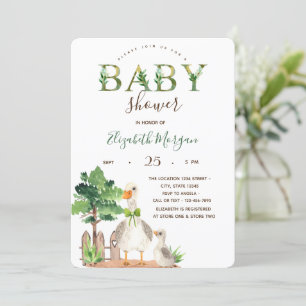 Aquarell-Bauernhoftiere Gänse-Baby-Party Einladung