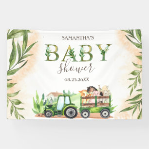 Aquarell Bauernhoftiere Traktor Baby Shower Banner