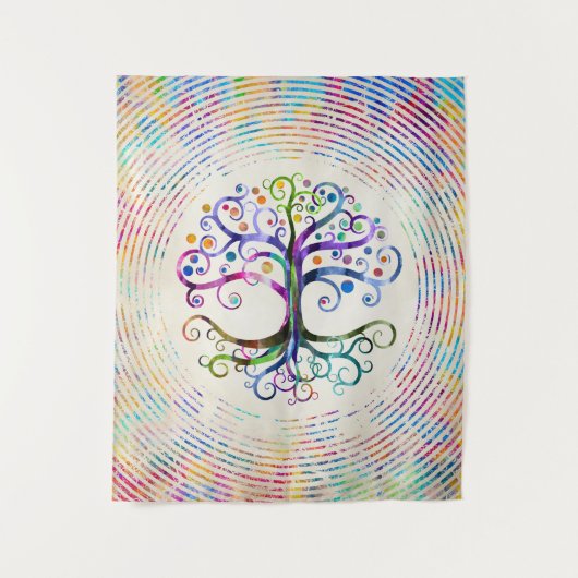 Aquarell-Baum des Lebens Wandteppich (Vorderseite)