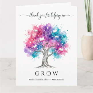 Aquarell-Baum Große Lehrerdankeschön-Karte Karte