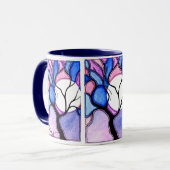 Aquarell-Baum und Mond - Blau und Rosa Tasse (Vorderseite Links)