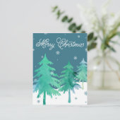 Aquarell-Baum-Weihnachtspostkarte Feiertagspostkarte (Stehend Vorderseite)