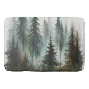 Aquarell-Bäume rustikale Wildnis Badematte