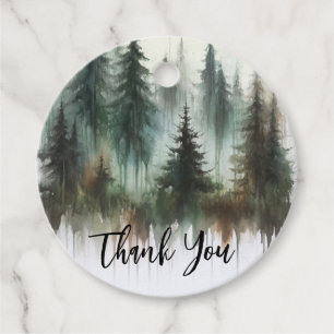 Aquarell-Bäume Rustikale Wildnis-Hochzeit Geschenkanhänger