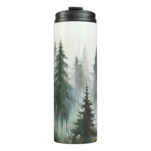 Aquarell Bäume Rustikale Wildnis Hochzeit Thermosbecher