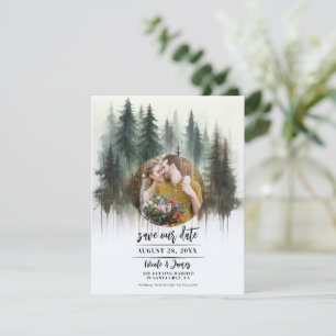 Aquarell Bäume Rustikale Wildnis Hochzeitstermin b Einladung