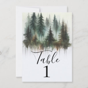 Aquarell-Bäume Rustikale Wildnis-Tischnummer Einladung