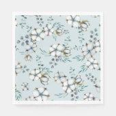 Aquarell-Baumwollblumen und Eukalyptus Serviette (Vorderseite)