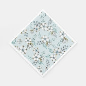 Aquarell-Baumwollblumen und Eukalyptus Serviette (Ecke)