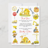 Aquarell Baustelle 2. Geburtstag Dankeskarte (Vorderseite)