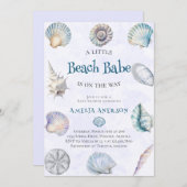 Aquarell Beach Babe auf der Way Ocean Baby Dusche Einladung (Vorne/Hinten)