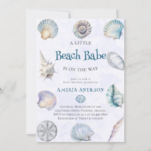Aquarell Beach Babe auf der Way Ocean Baby Dusche Einladung