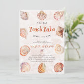 Aquarell Beach Babe Ocean Seashells Babydusche Einladung (Stehend Vorderseite)