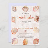 Aquarell Beach Babe Ocean Seashells Babydusche Einladung (Vorne/Hinten)