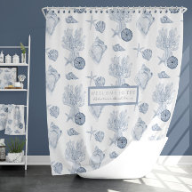 Aquarell Beach Corean Starfish Blau in Weiß