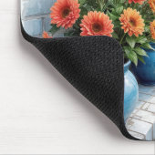 Aquarell Beach Dahlias in Blue Pools Mousepad (Ecke)