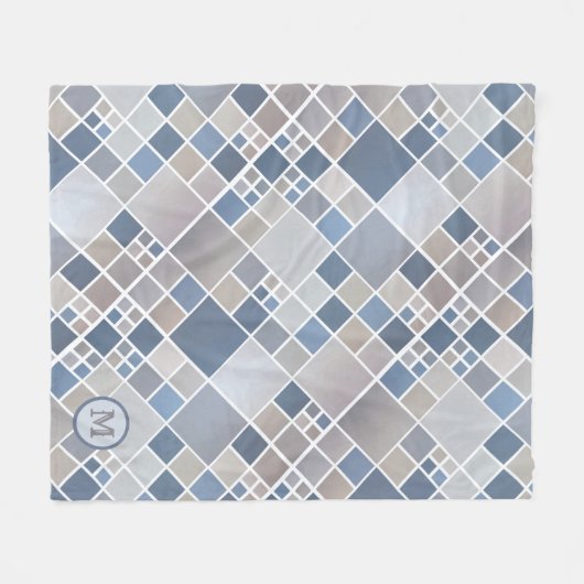 Aquarell Beach Muster Monogram Fleece Blanket (Vorderseite (Horizontal))