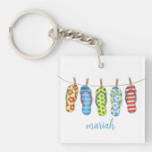 Aquarell Beach Name farblich nach Maß Schlüsselanhänger (Vorderseite)