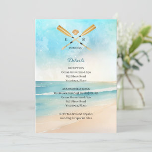 Aquarell Beach Oars Hochzeitsplätze Empfang Einladung