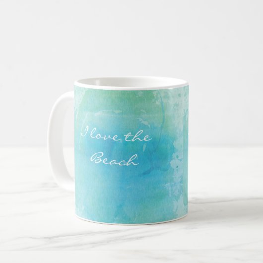 Aquarell Beach Ocean Kaffee Tasse Personalisiert (Vorderseite Links)
