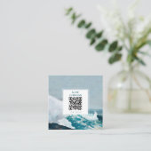 Aquarell Beach Ocean QR Code Social Media Quadratische Visitenkarte (Stehend Vorderseite)