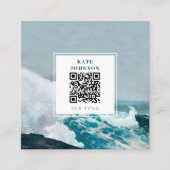 Aquarell Beach Ocean QR Code Social Media Quadratische Visitenkarte (Vorderseite)
