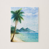 Aquarell Beach Palm 8x10 Puzzle (Vertikal)