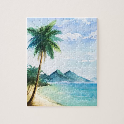 Aquarell Beach Palm 8x10 Puzzle (Vertikal)