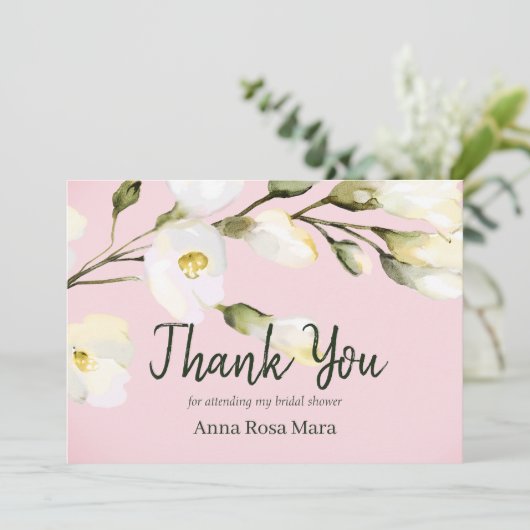 *~* Aquarell Beach Rose Buds Brautparty Dankeskarte (Stehend Vorderseite)