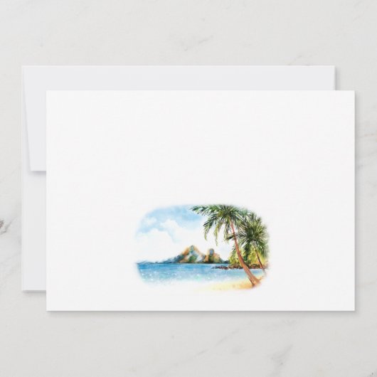 Aquarell Beach Sea Palm Tree Save the Date (Rückseite)