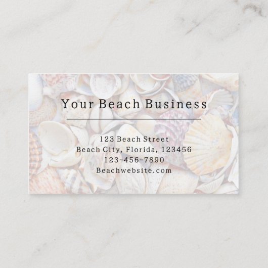 Aquarell Beach Seashells Visitenkarte (Rückseite)