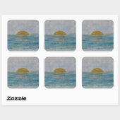 Aquarell Beach Sonntag Ozeansticker Quadratischer Aufkleber (Blatt)