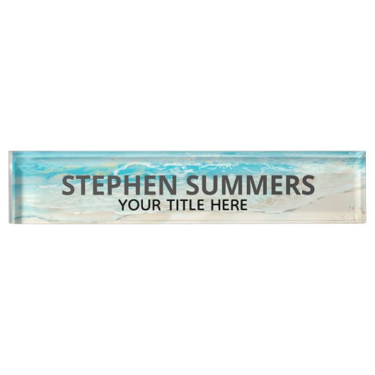 Aquarell Beach Surf Personalisiert Namensplakette (Vorderseite)
