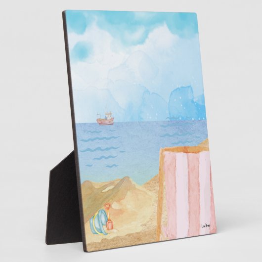 Aquarell Beach Tabletop Plaque mit Easel Fotoplatte (Seite)